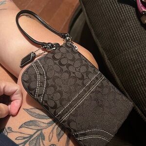 Coach Signature Brown Wristlet